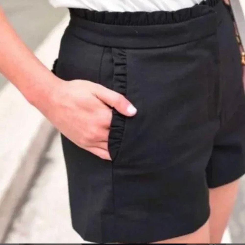 J. Crew Black High Waist Ruffle Pocket Shorts Sz 14